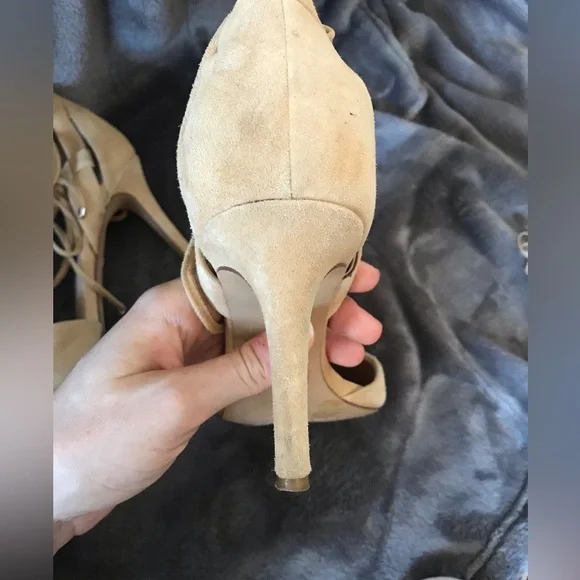 Vince Camuto Bellamy Suede pointed toe lace up heels. - Picture 2 of 11